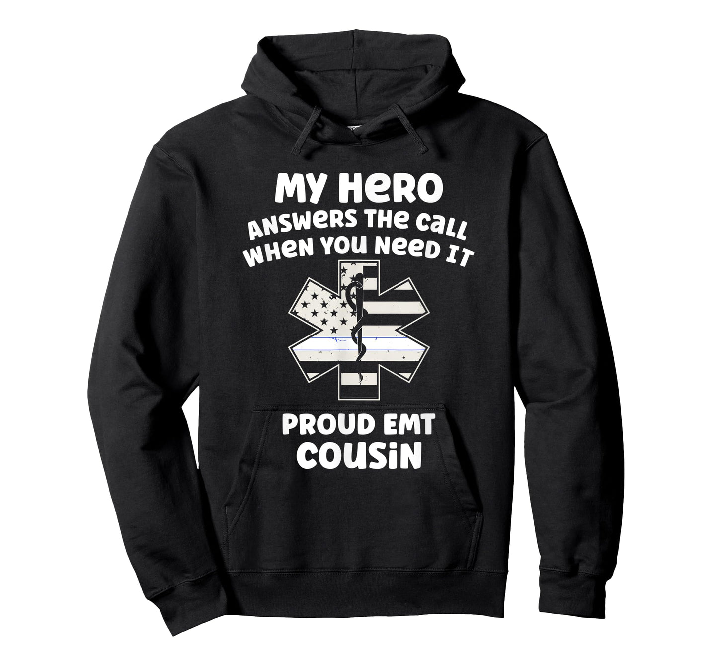 Proud EMT Cousin Thin White Line American Flag Women Kids Men T-Shirt