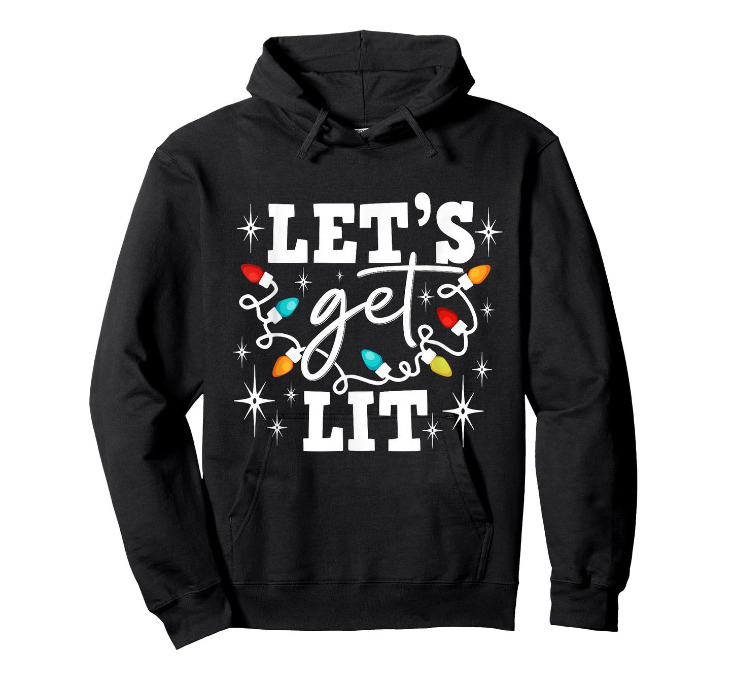 Let's Get Lit Drinking Santa Hat Christmas Lights Funny T-Shirt