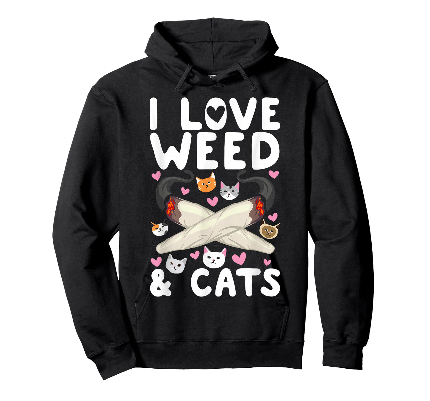I Love Weed & Cats Cannabis Marijuana Pot Smoker Reefer Gift T-Shirt