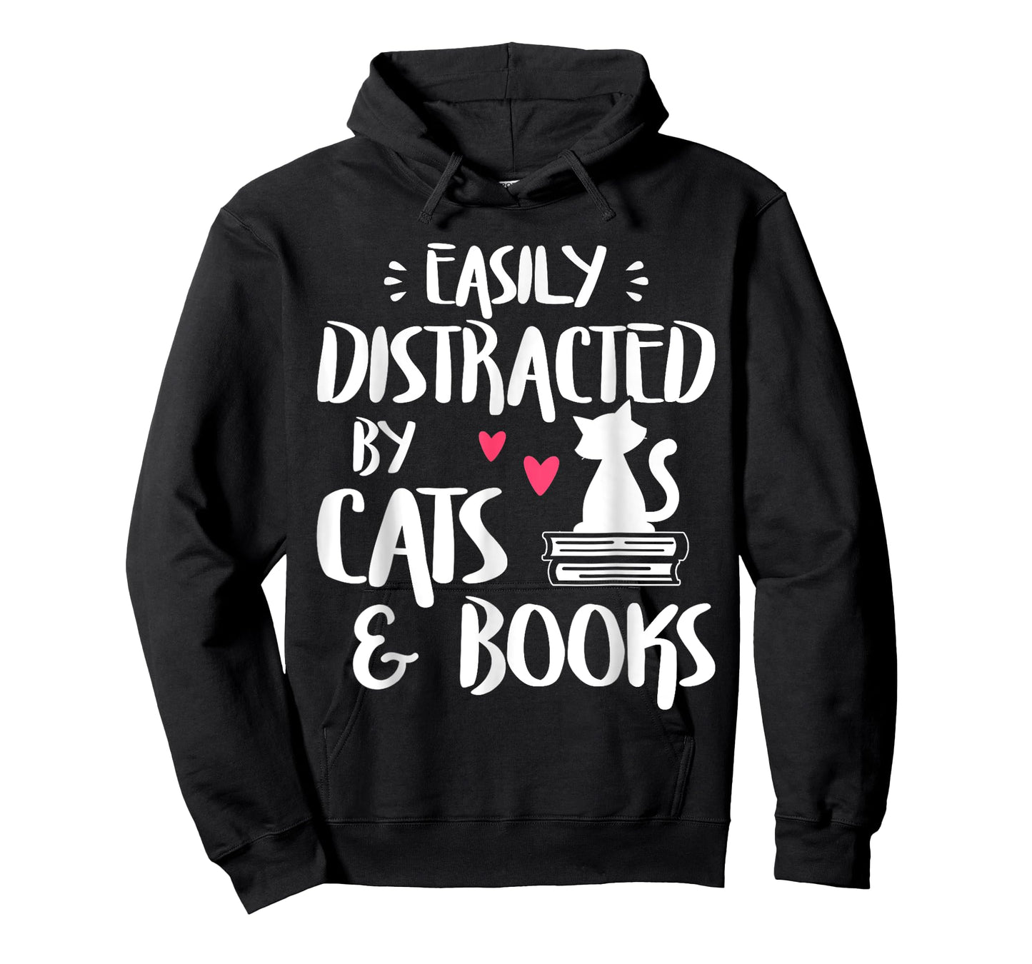 Easily Distracted by Cats and Books - Cat & Book Lover T-Shirt for Men Women Kids
