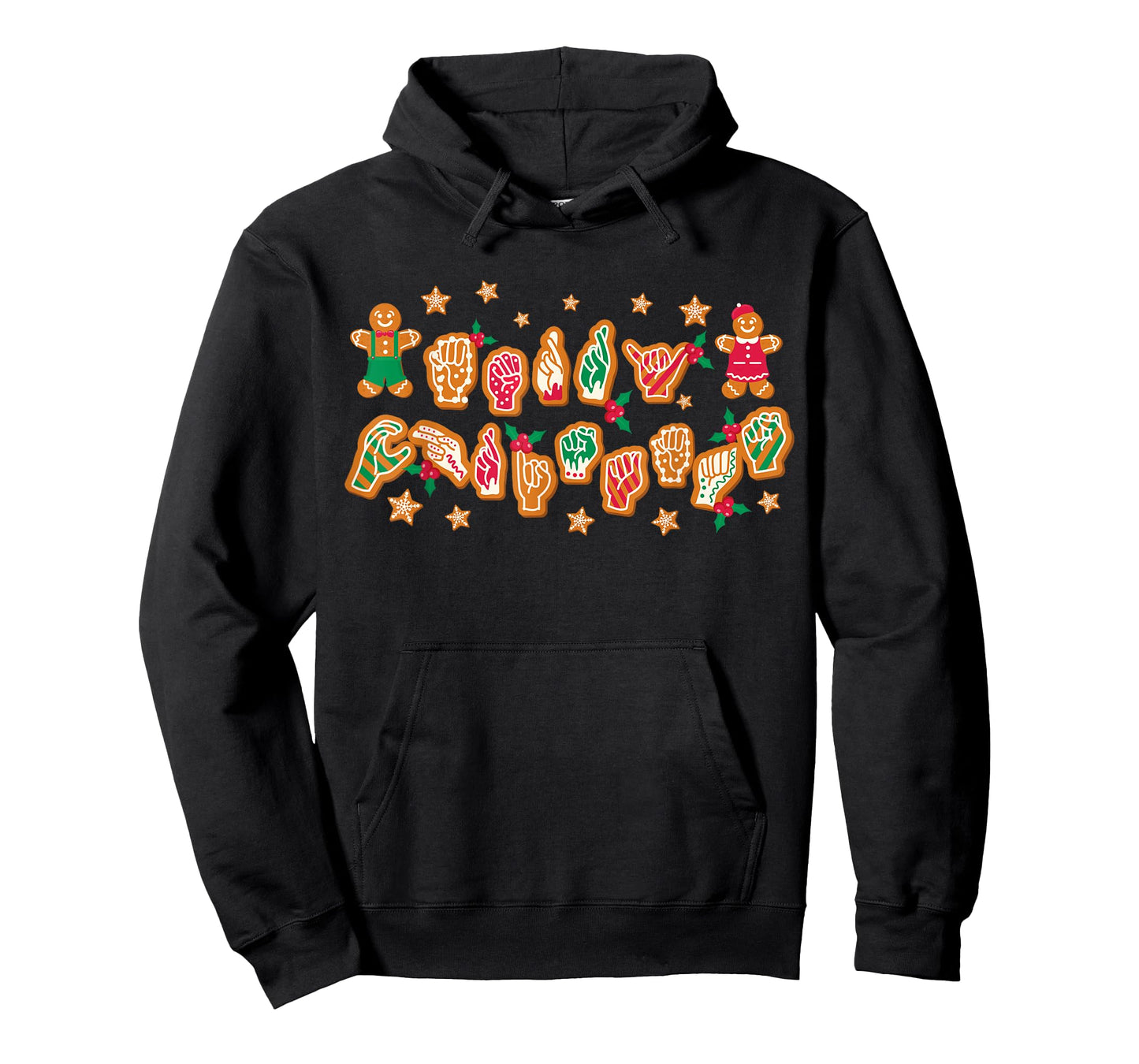 ASL Christmas American Sign Language Gingerbread Hands Deaf T-Shirt
