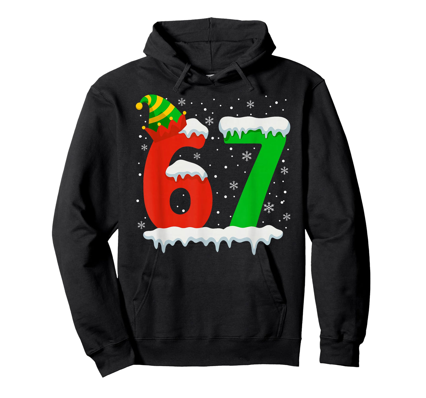 Funny Six Seven 67 Meme Saying 6 7 Elf Christmas Teens Boys T-Shirt