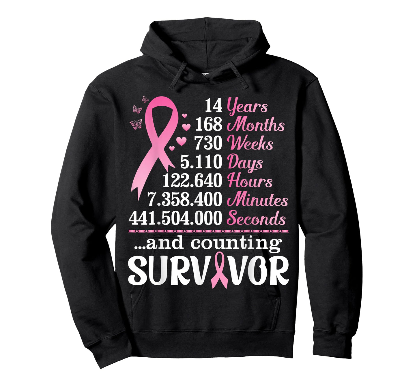 14 Years 168 Months Fighting Breast Cancer Counting Survivor T-Shirt