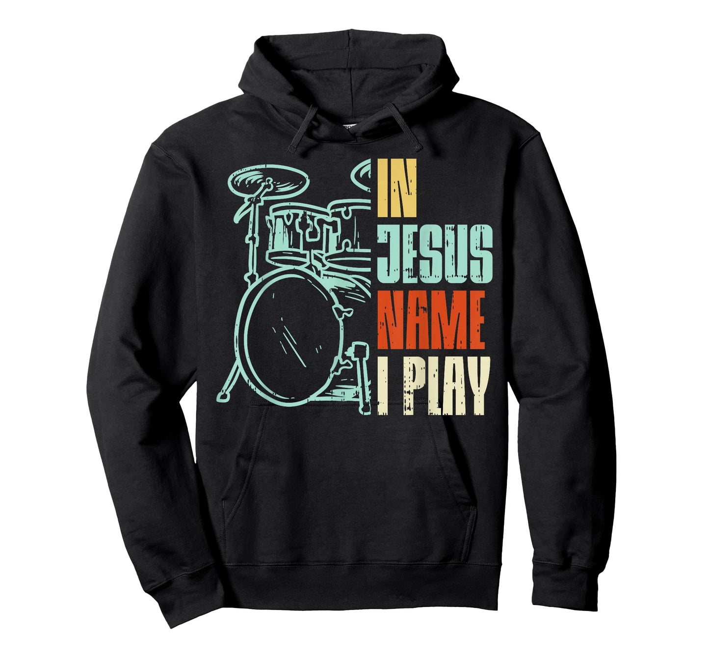 Jesus Name I Play Drums God Drumming Music Christian Drummer T-Shirt Small