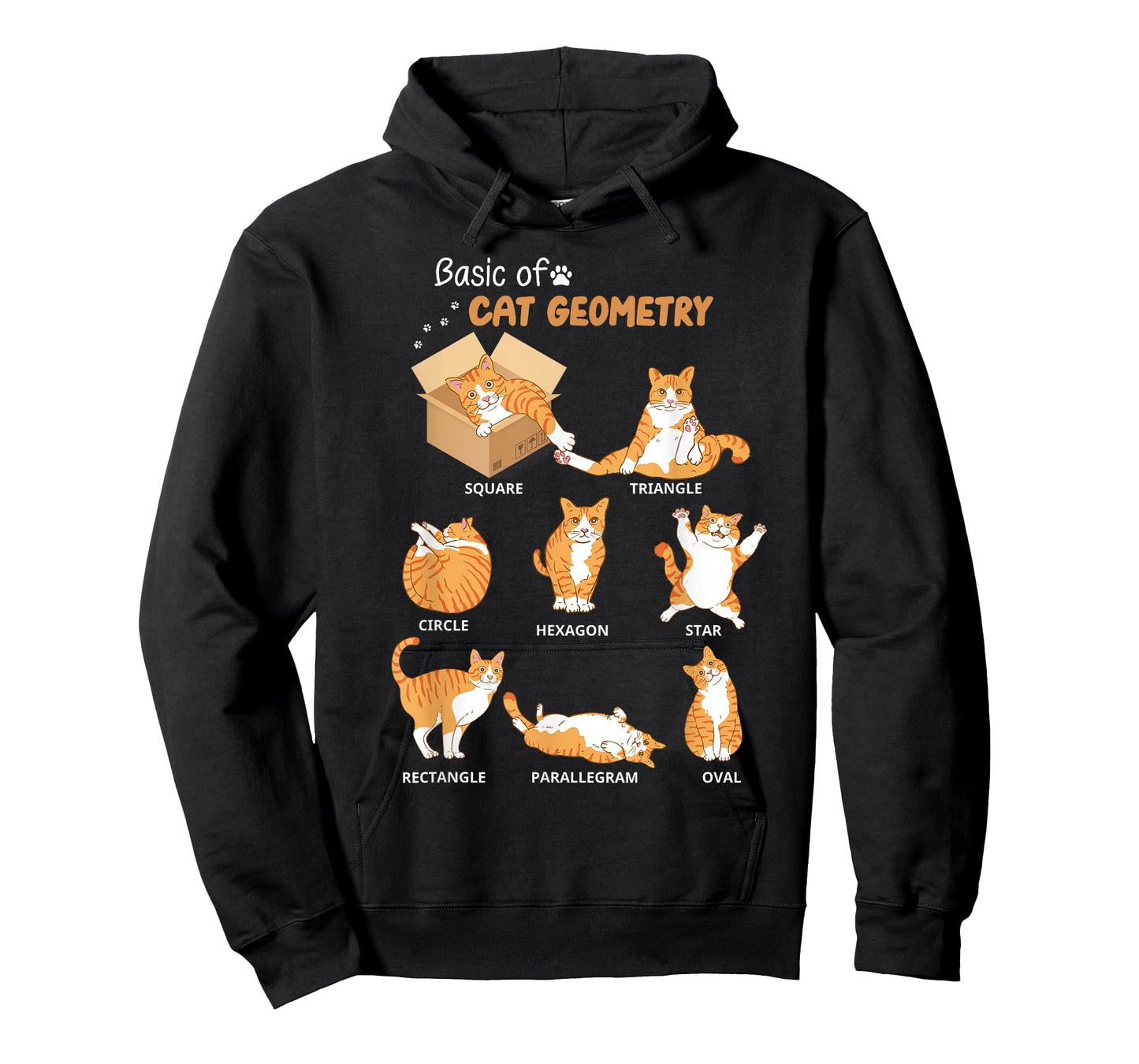 Basic Cat Geometry Cute Cat Lover Math School T-Shirt for Men Women Kids