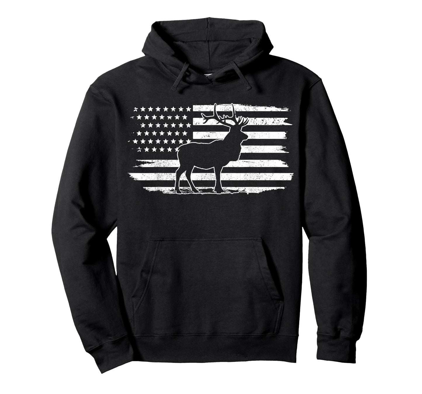 Elk American Flag Buck Deer Hunting Patriotic Hunter Gift T-Shirt