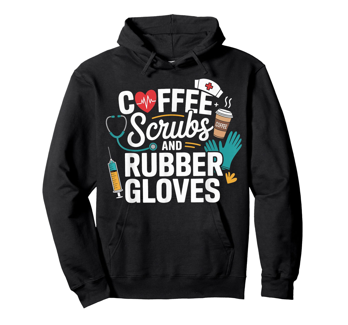 Coffee Scrubs Rubber Gloves Medical Nurse Gifts Men Women T-Shirt