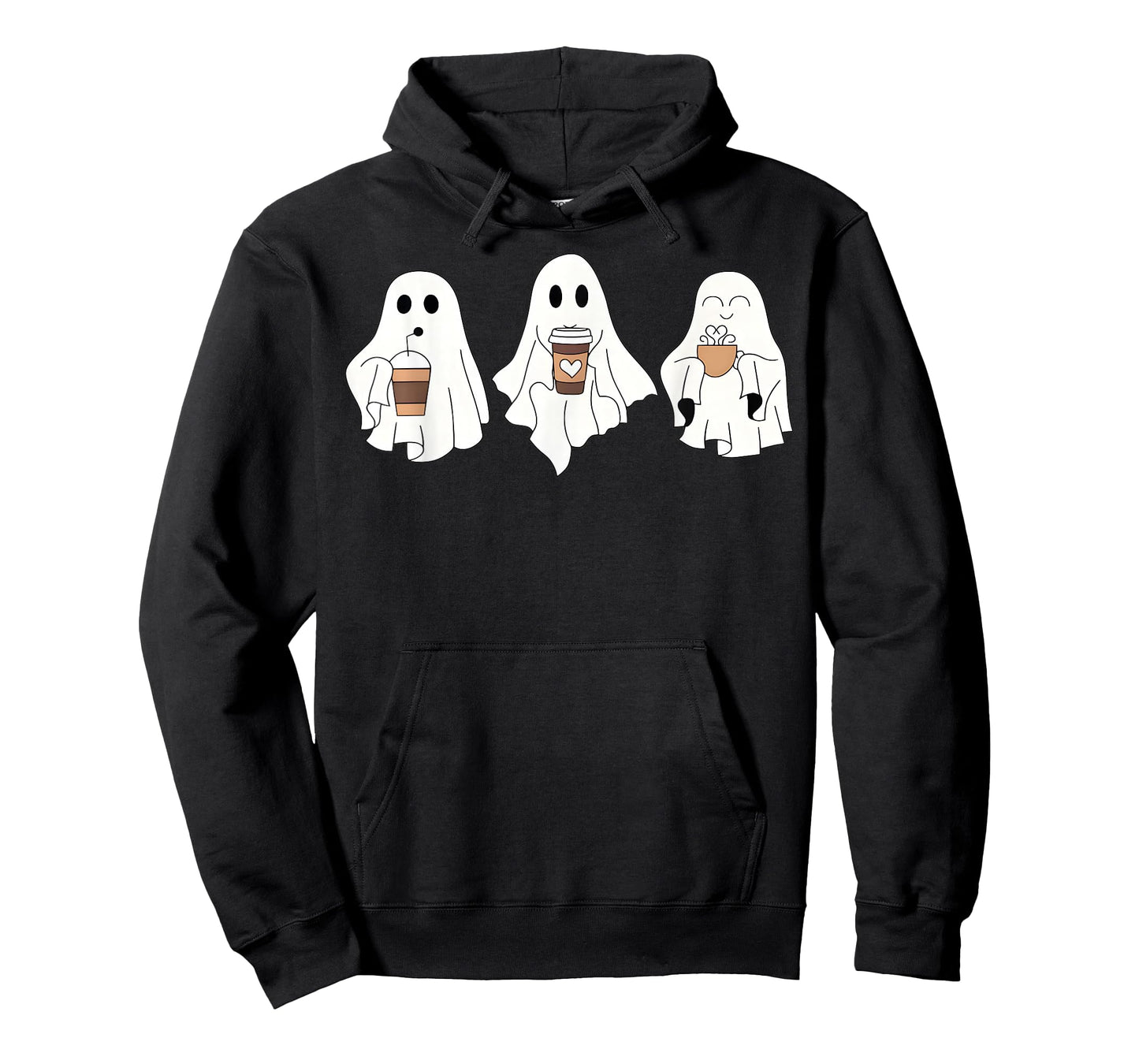 Cute Ghost Drinking Coffee Halloween Ghost Ice Coffee Womens T-Shirt