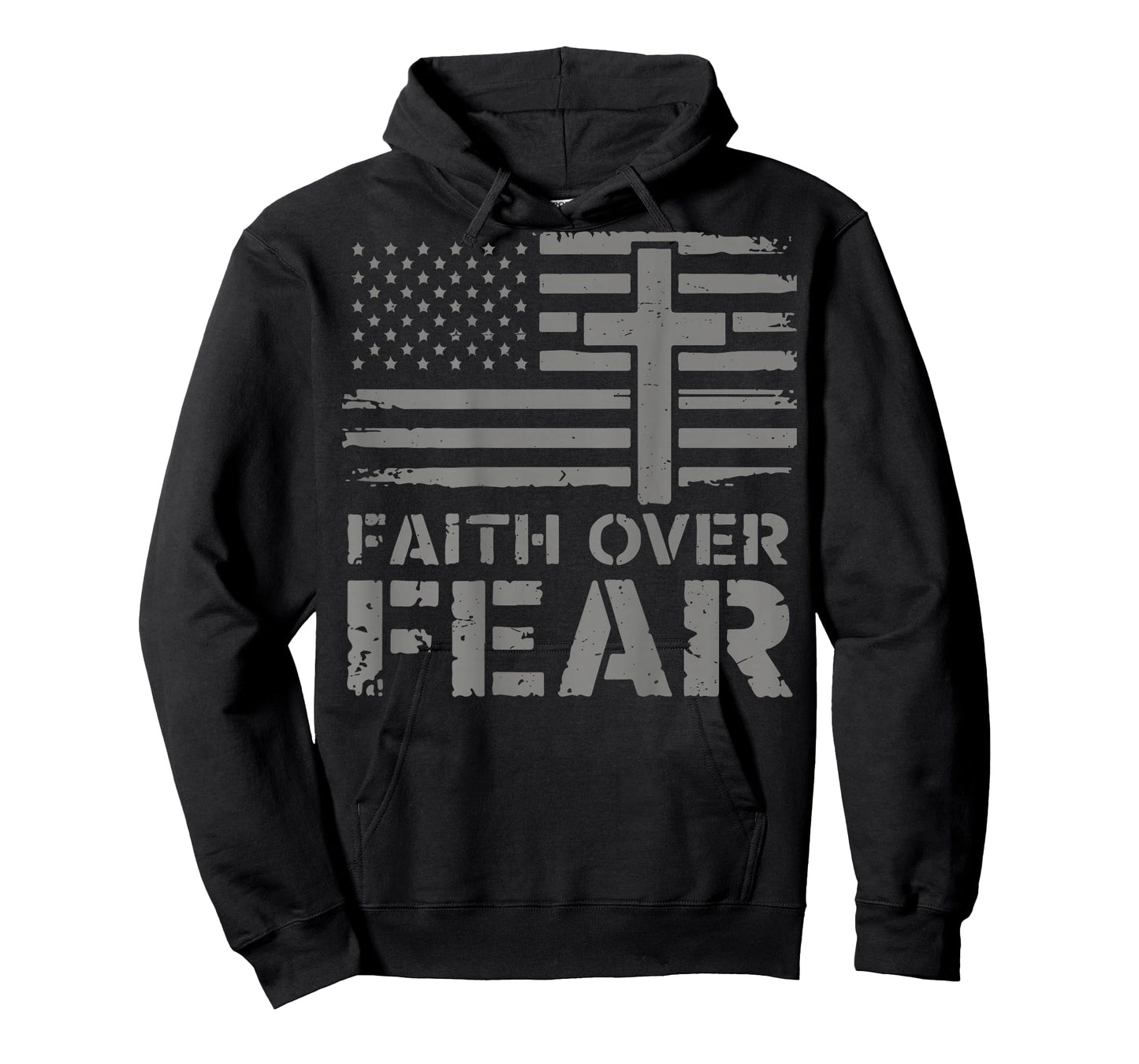 Mens Christian Faith Over Fear American Flag Patriotic Jesus T-Shirt