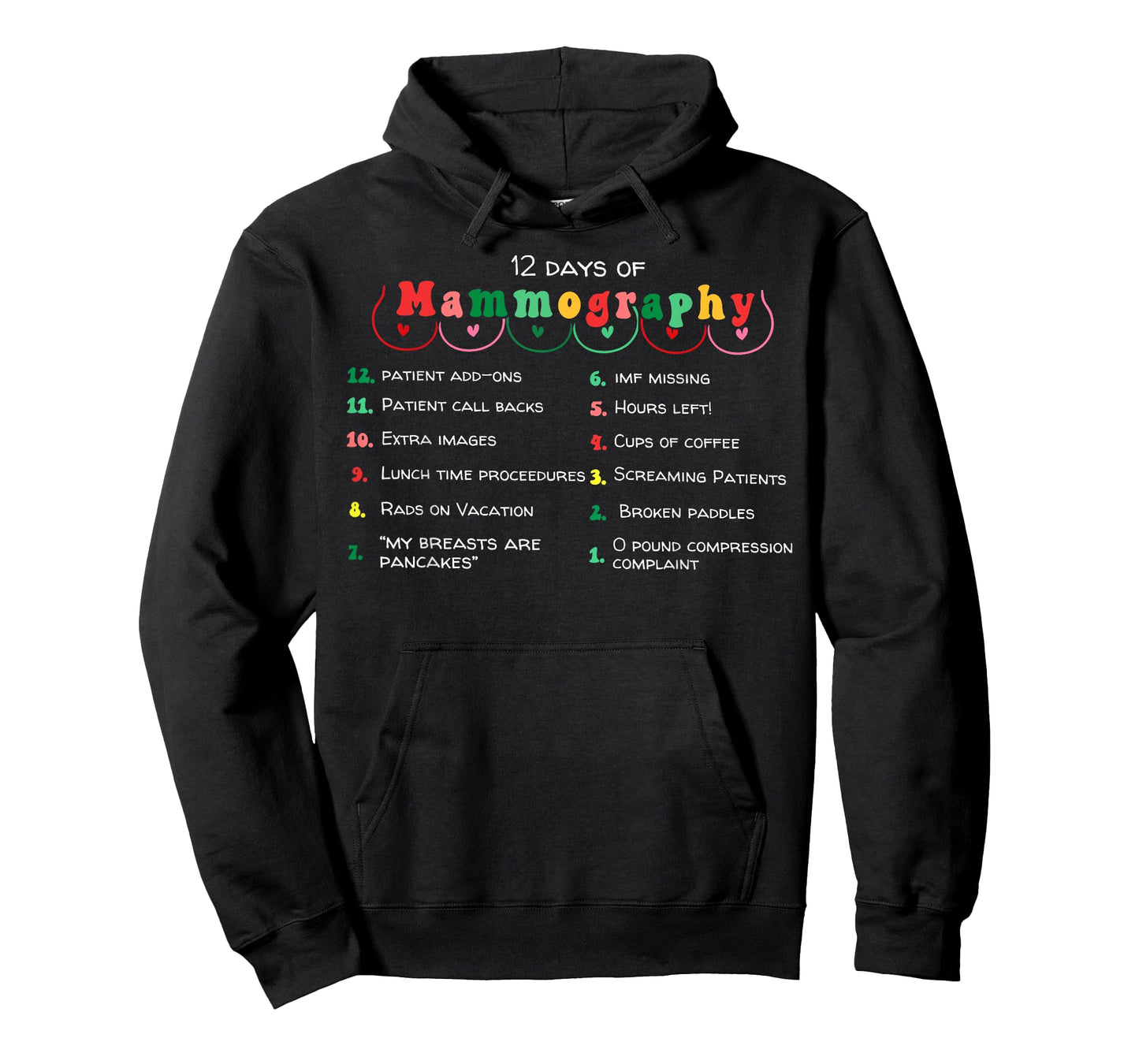 12 Days Of Mammography Mammo Technologist Christmas Pajamas T-Shirt