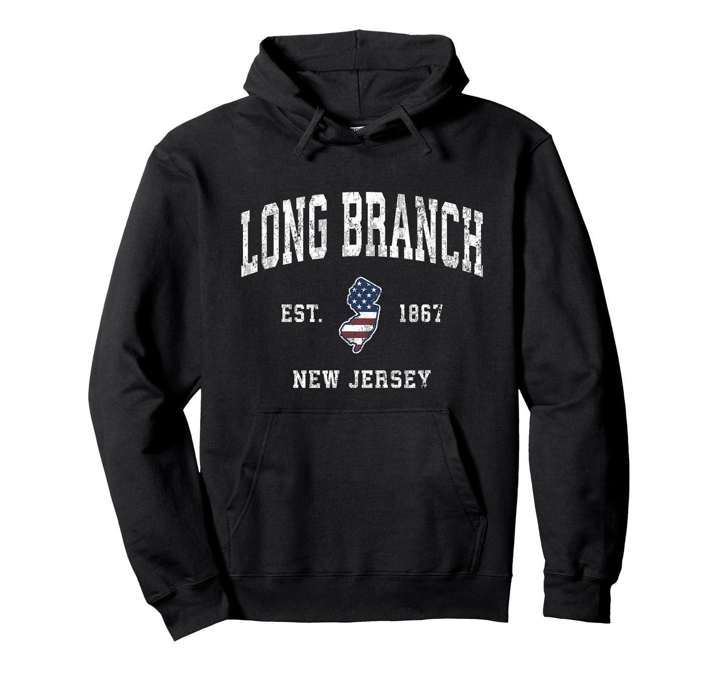Long Branch New Jersey NJ Vintage American Flag Sports Desig T-Shirt