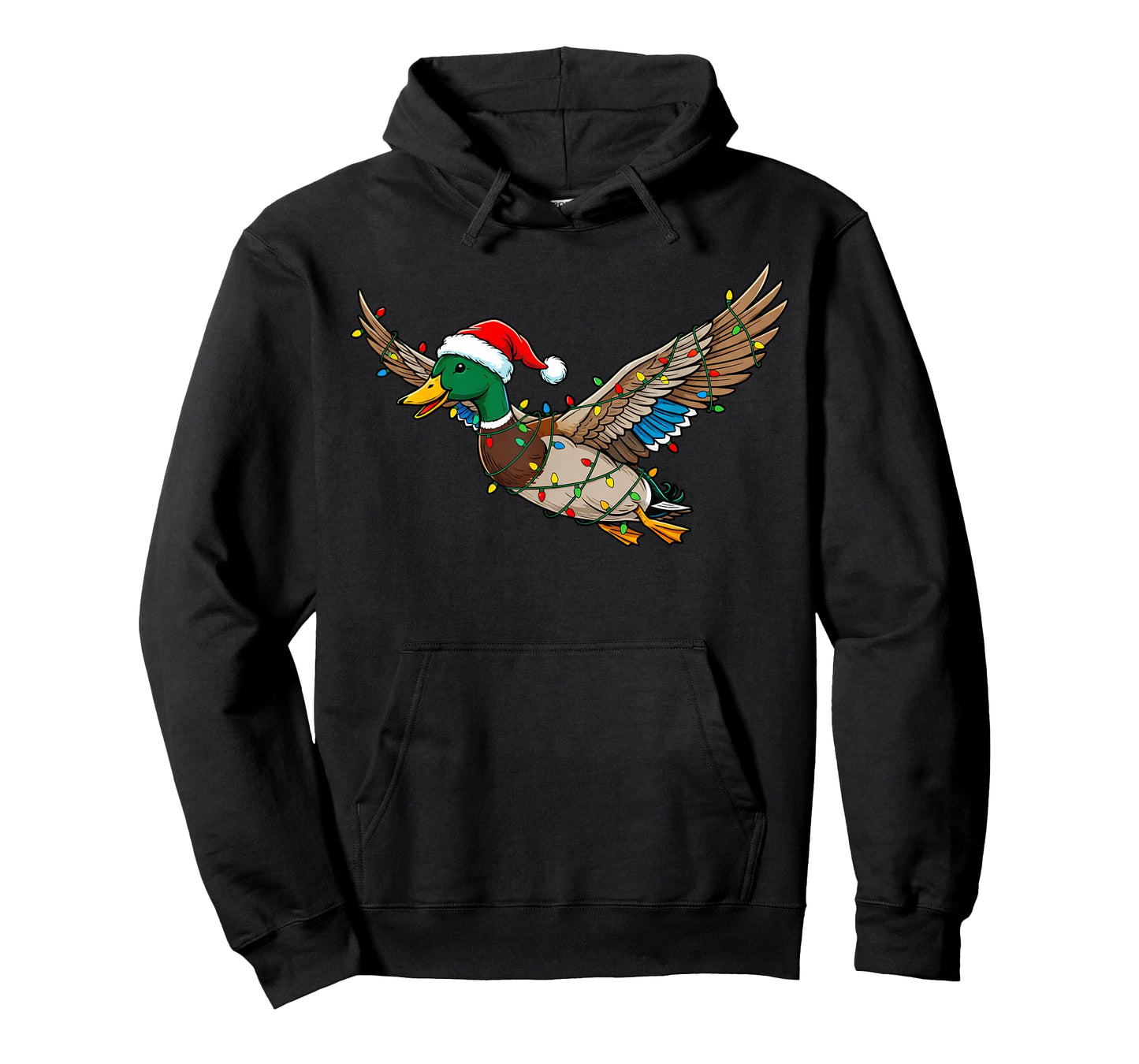 Funny Flying Santa Duck Christmas Lights Animal Xmas Hunting T-Shirt