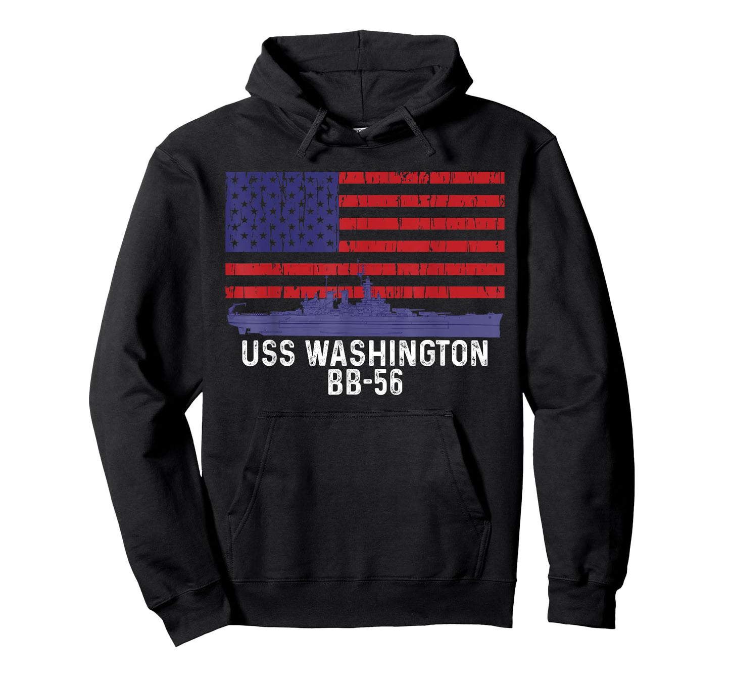 USS Washington BB-56 Battleship Vintage American Flag T-Shirt