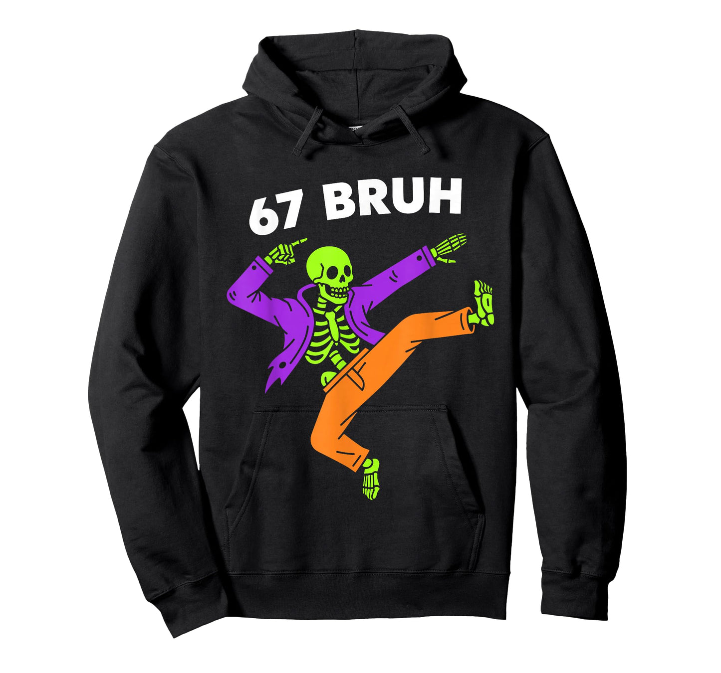 67 Bruh Halloween Dabbing Skeleton Meme 6 7 Numbers Funny T-Shirt
