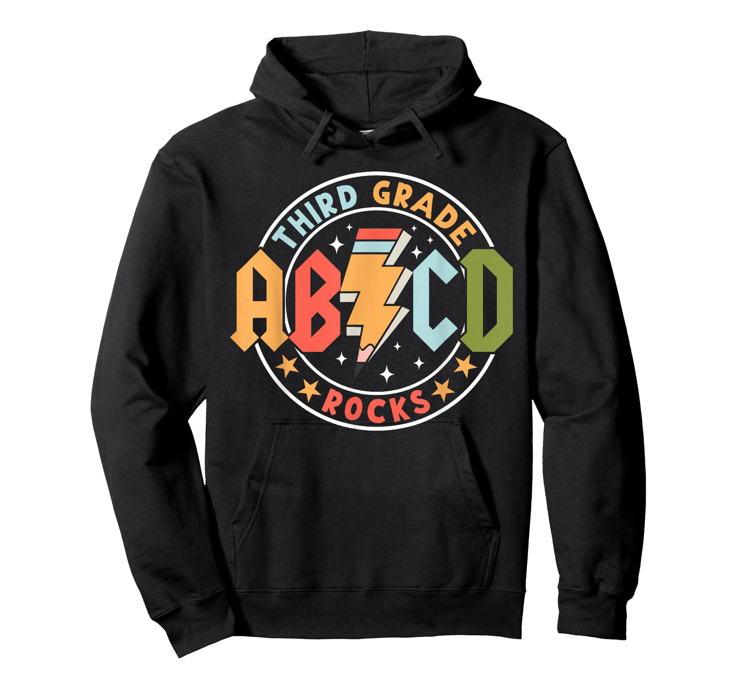 ABCD 3rd Grade Rocks Pencil Lightning Teachers Rock Boys T-Shirt