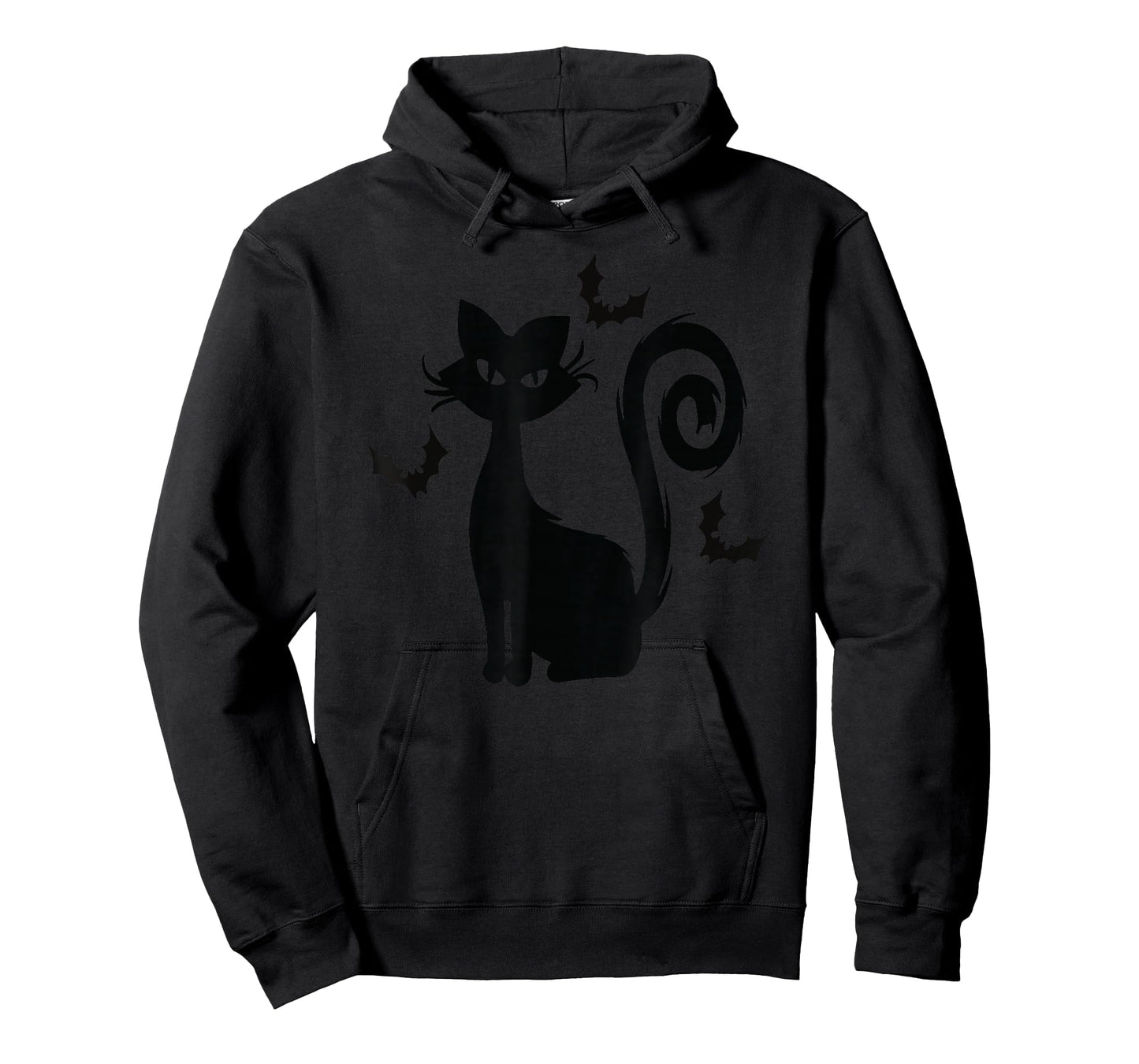 Black Cute Cat With Bats Funny Spooky T-Shirt