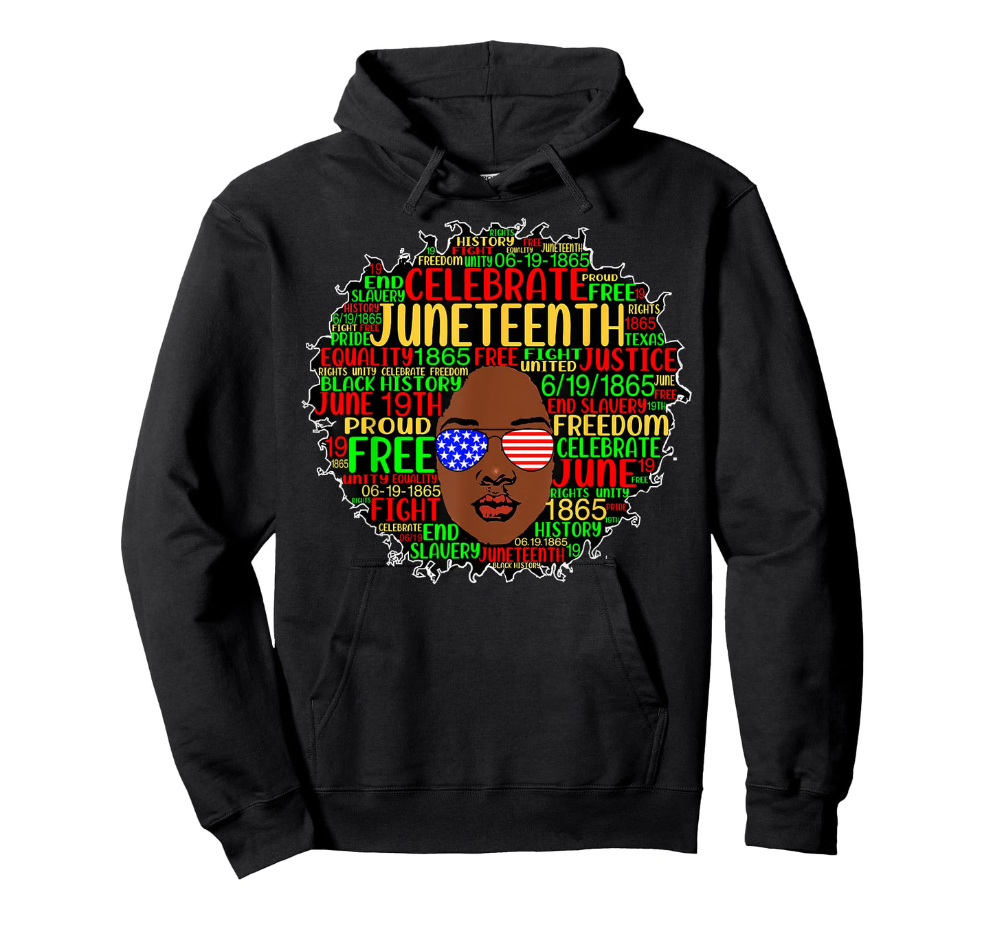 Afro Word Art Juneteenth History Natural Hair Sunglasses T-Shirt