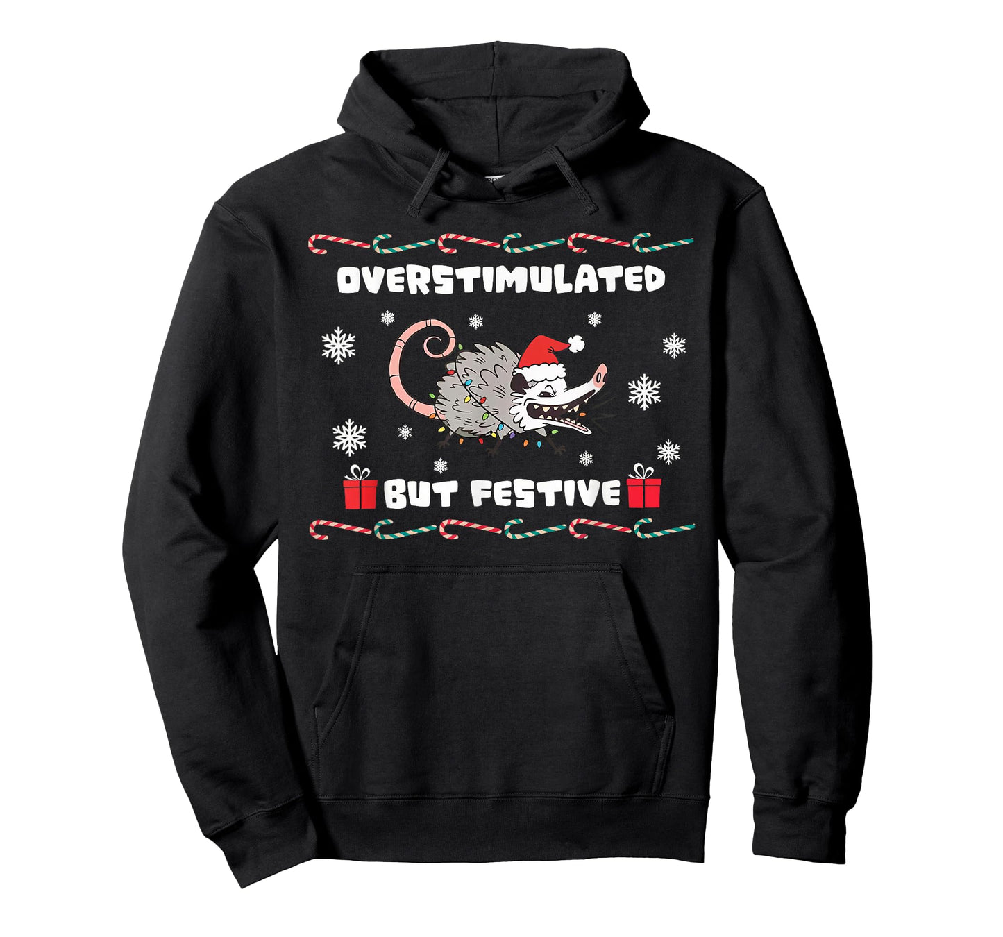 Overstimulated But Festive Mouse Santa Claus Christmas T-Shirt