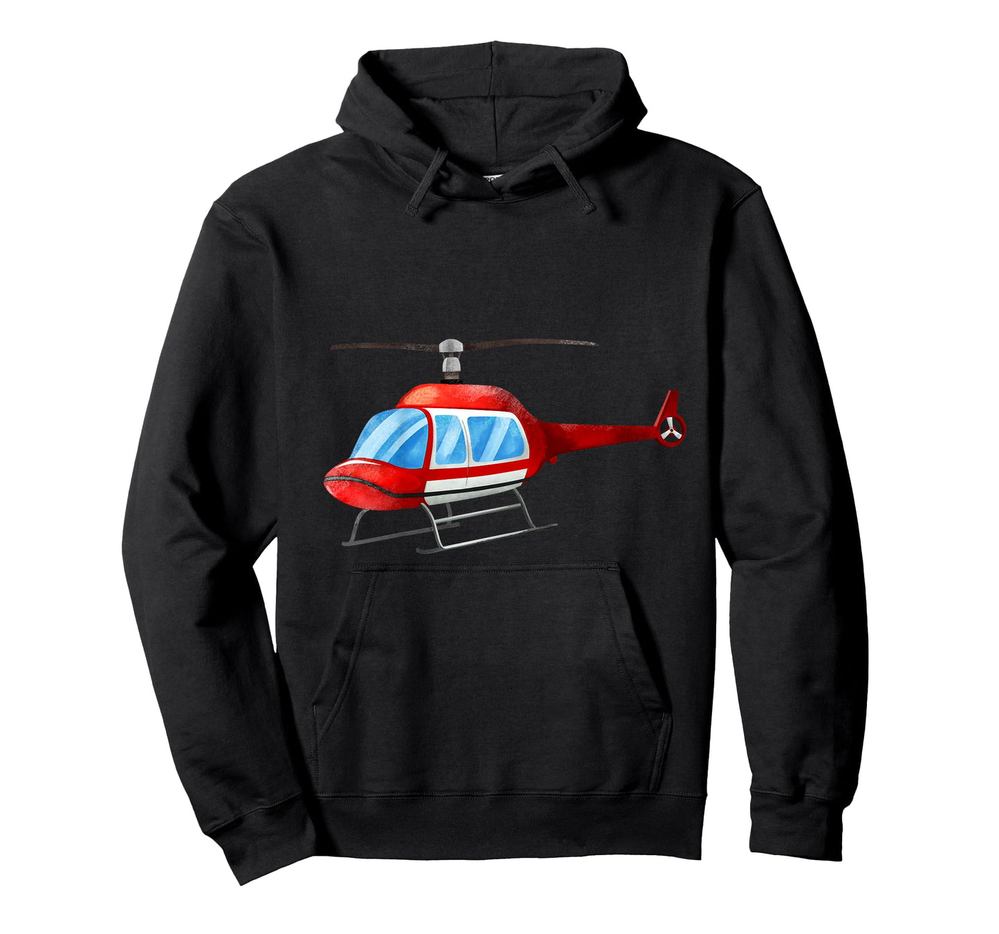 Kids Watercolor Red Helicopter Plane Construction T-Shirt