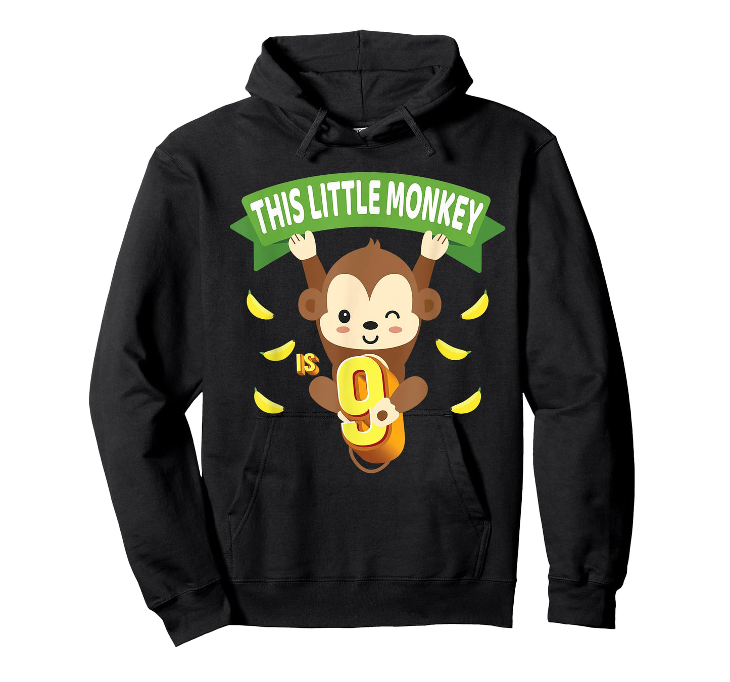 This Little Monkey Is 9 Years Old Kid 9th Birthday Monkeys T-Shirt