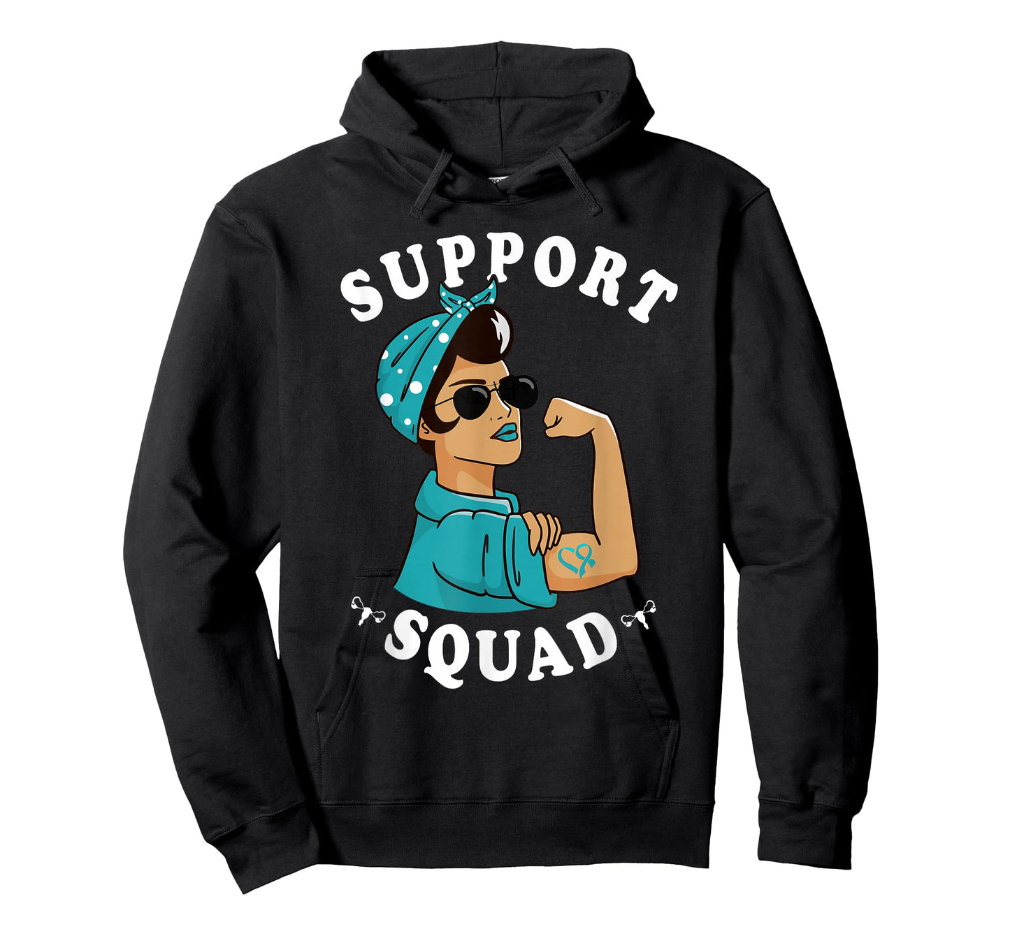 "Support Squad" Teal Ribbon Bandana Women Ovarian Cancer T-Shirt