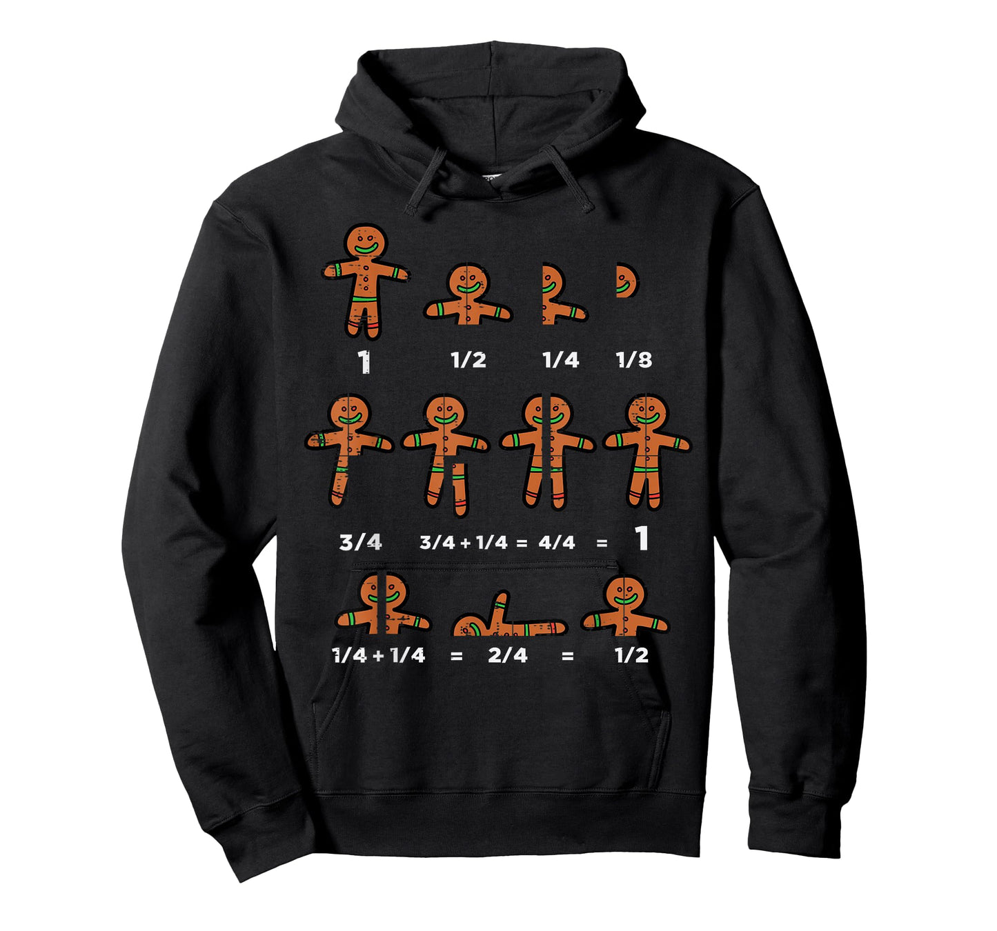 Christmas Gingerbread Fraction Cute Xmas Cookie Math Teacher T-Shirt