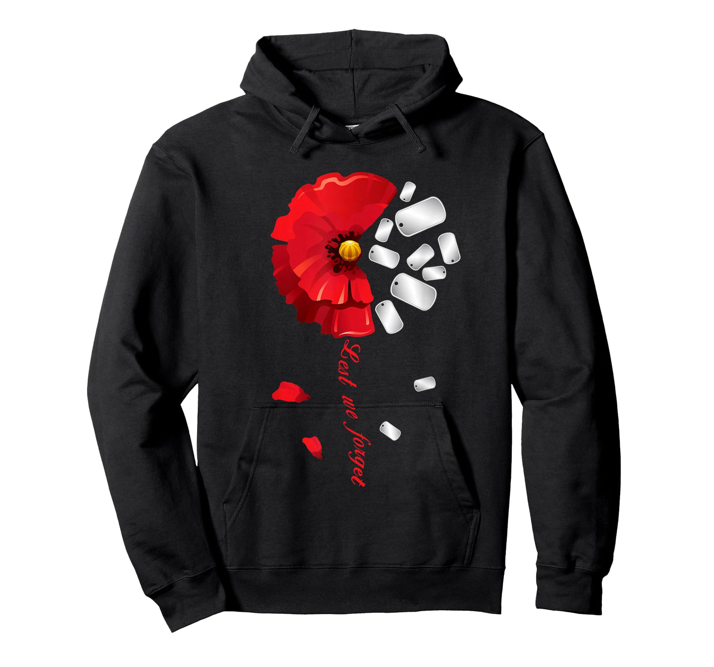 Veterans Day Lest We Forget Red Poppy Flower USA Memorial T-Shirt Small