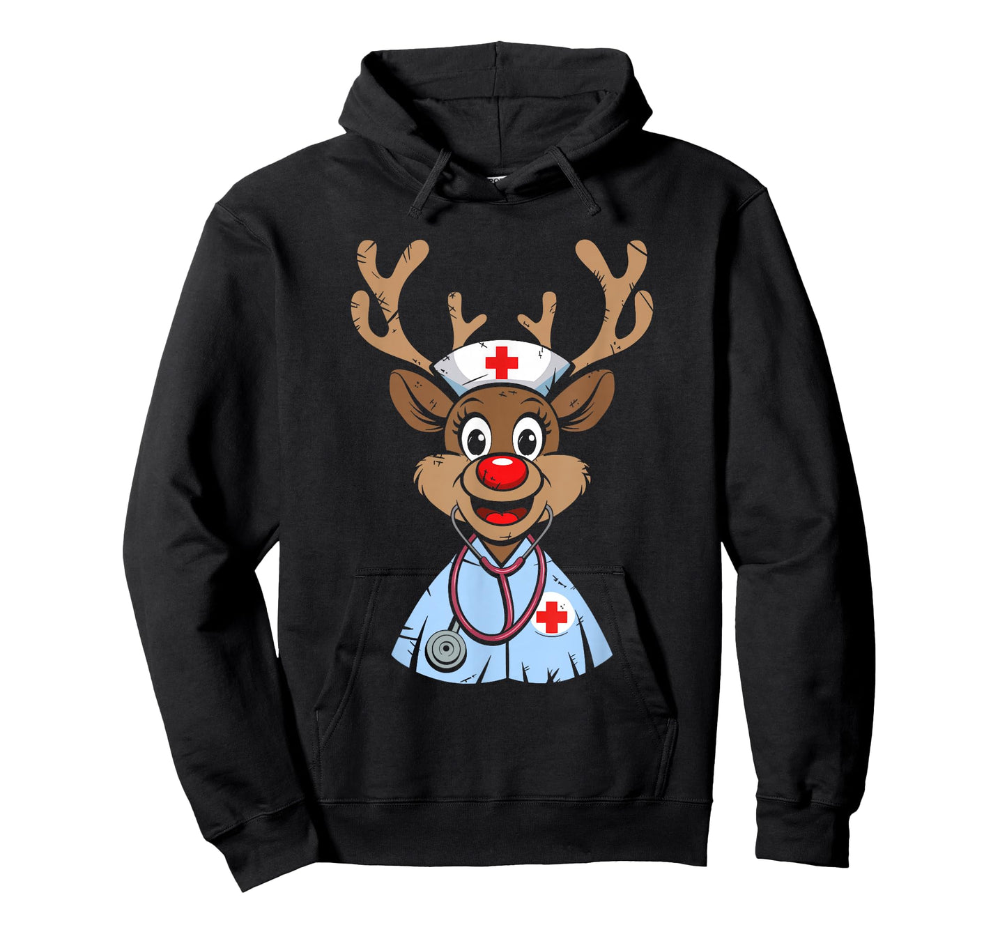 Christmas Nurse Reindeer Funny Scrubs Rubber Gloves Nurses T-Shirt