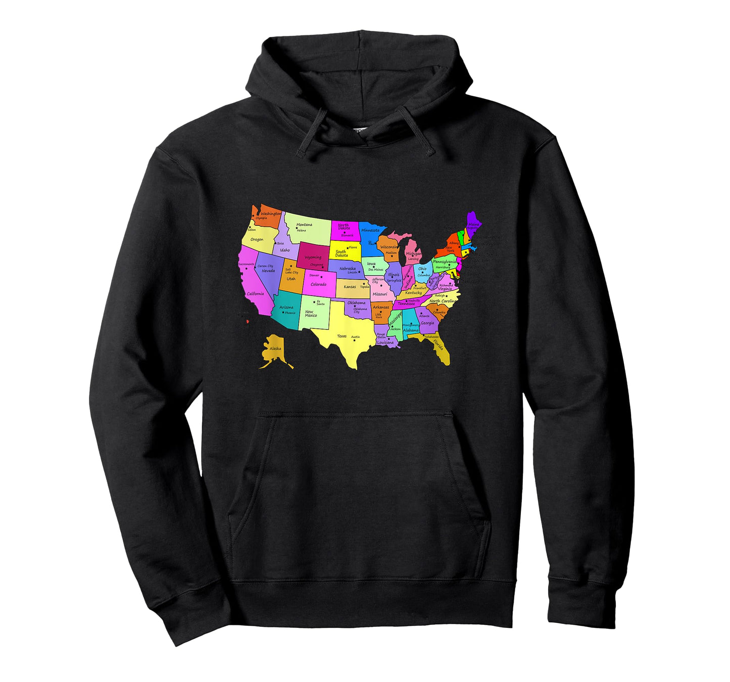 States & Capitals t-shirt Colorful USA Map School Geography T-Shirt