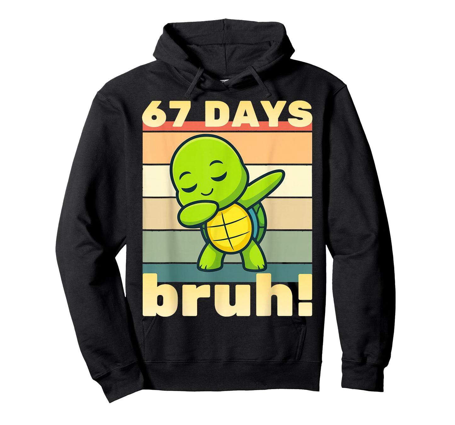 67 Days of School Bruh Funny Meme Boys Kids Dabbing Turtle T-Shirt