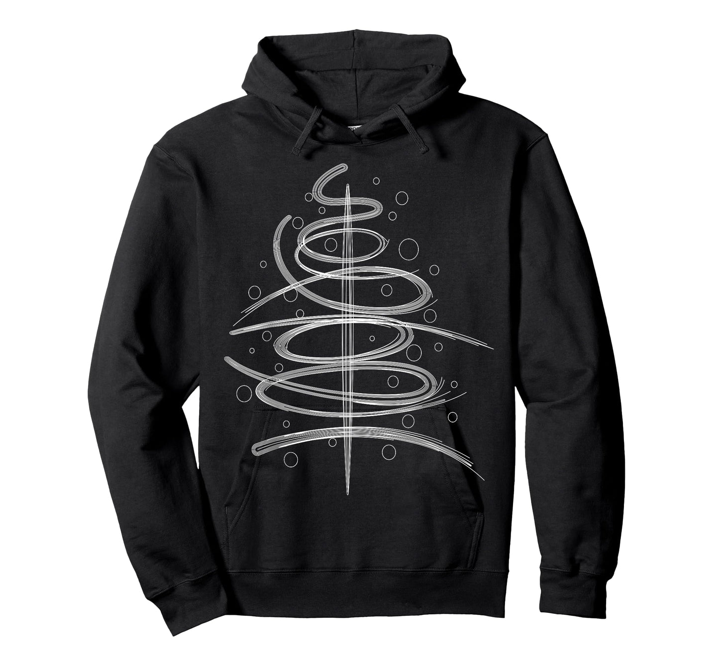 Abstract Aesthetic Swirly Black White Xmas Tree Line Art T-Shirt