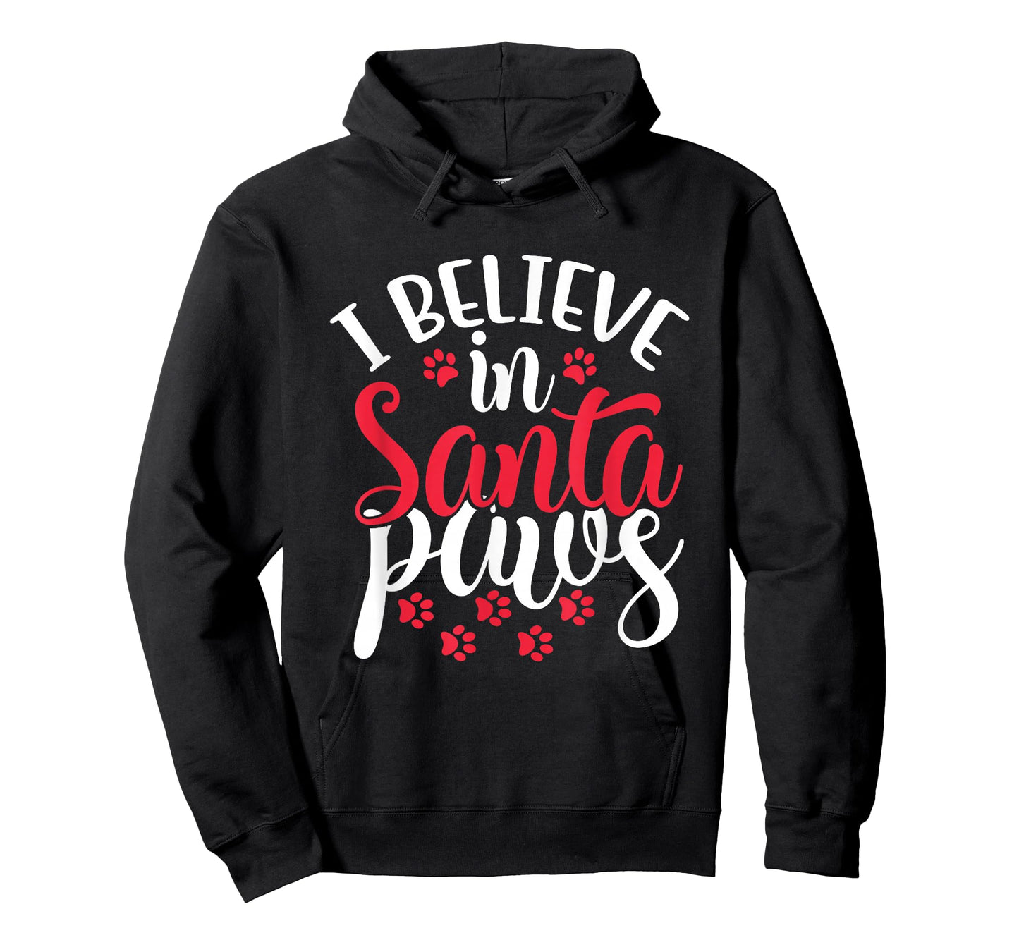 I Believe in Santa Claus Paws Cat Dog Paw Prints T-Shirt