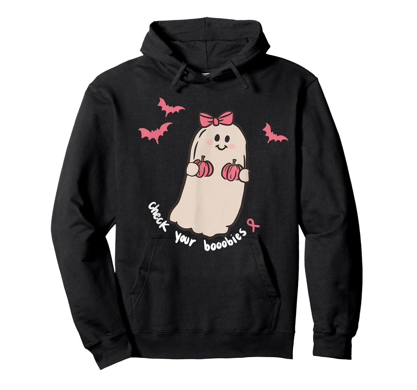 Check Your Boobies Ghost Halloween Breast Cancer Awareness T-Shirt