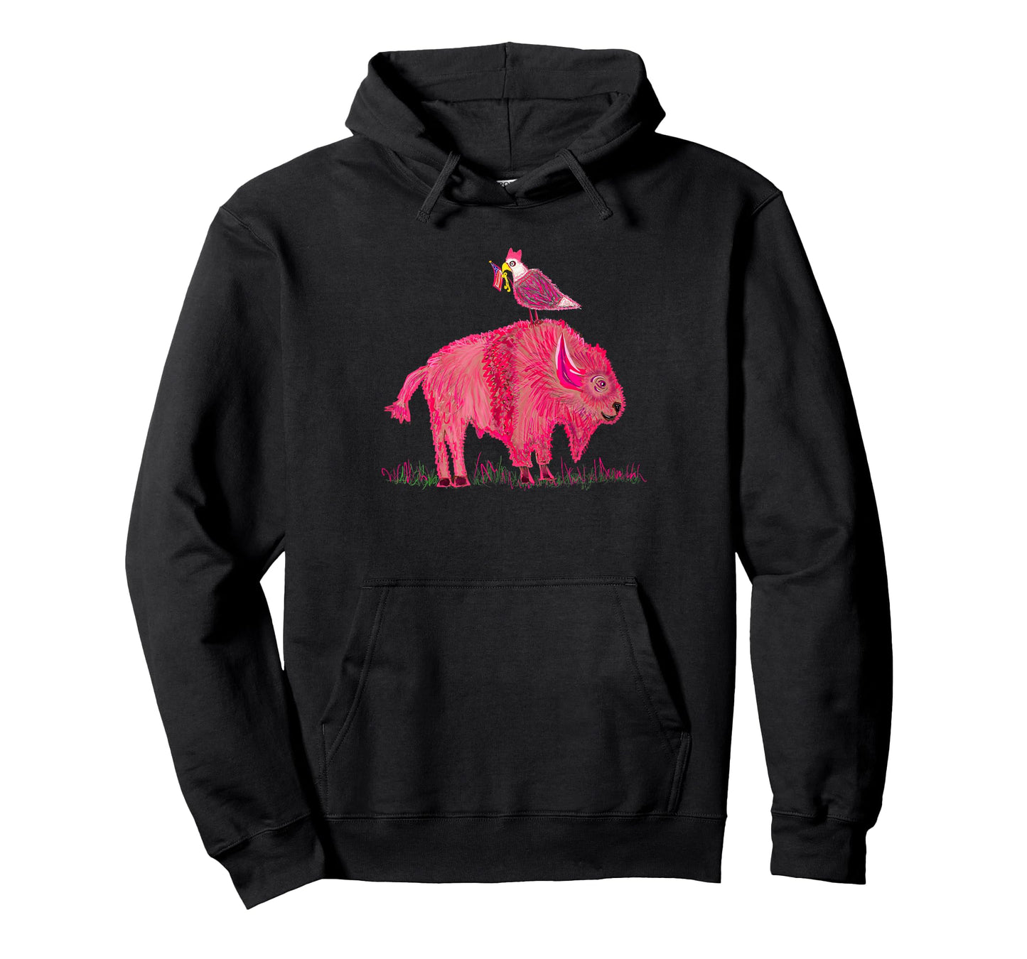 Pink Pussy Cat Hat Bald Eagle and Buffalo T Shirt