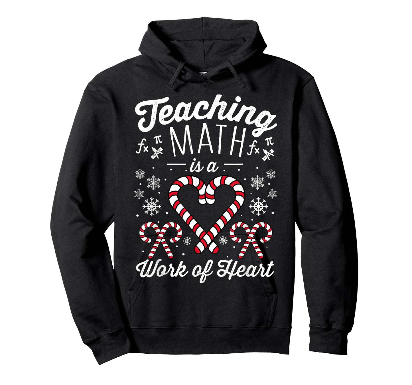 Funny Christmas Candy Cane Work of Heart Math Teacher T-Shirt for Men Women