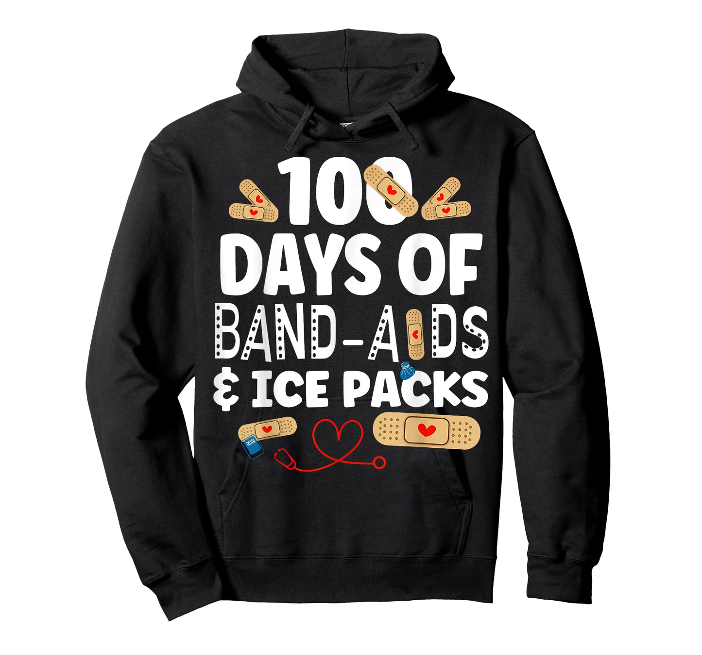 100 Days Band Aids & Ice Packs Nurse 100 Days Of School T-Shirt