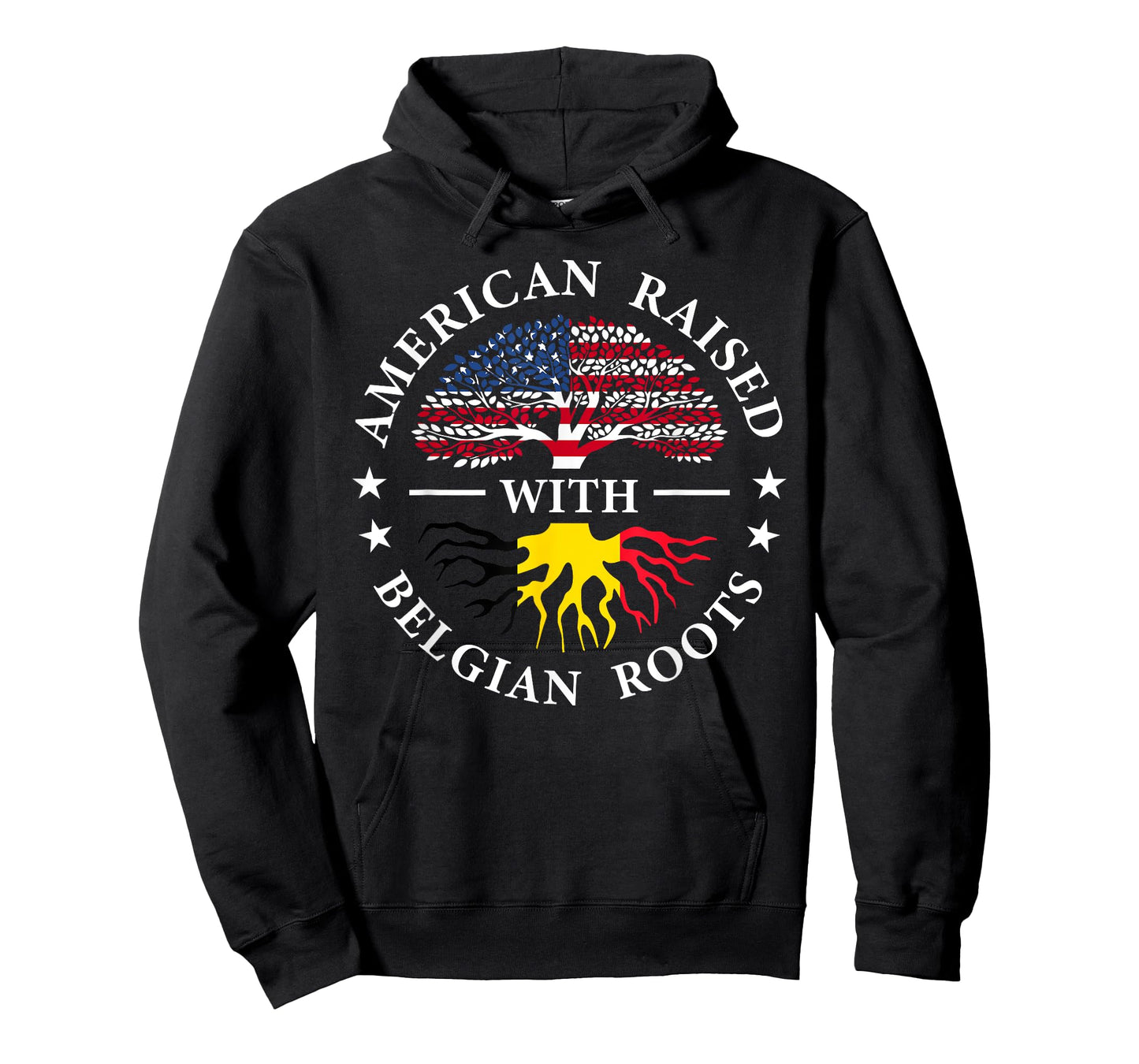 American Raised with Belgian Roots Tree USA Belgium Flag T-Shirt