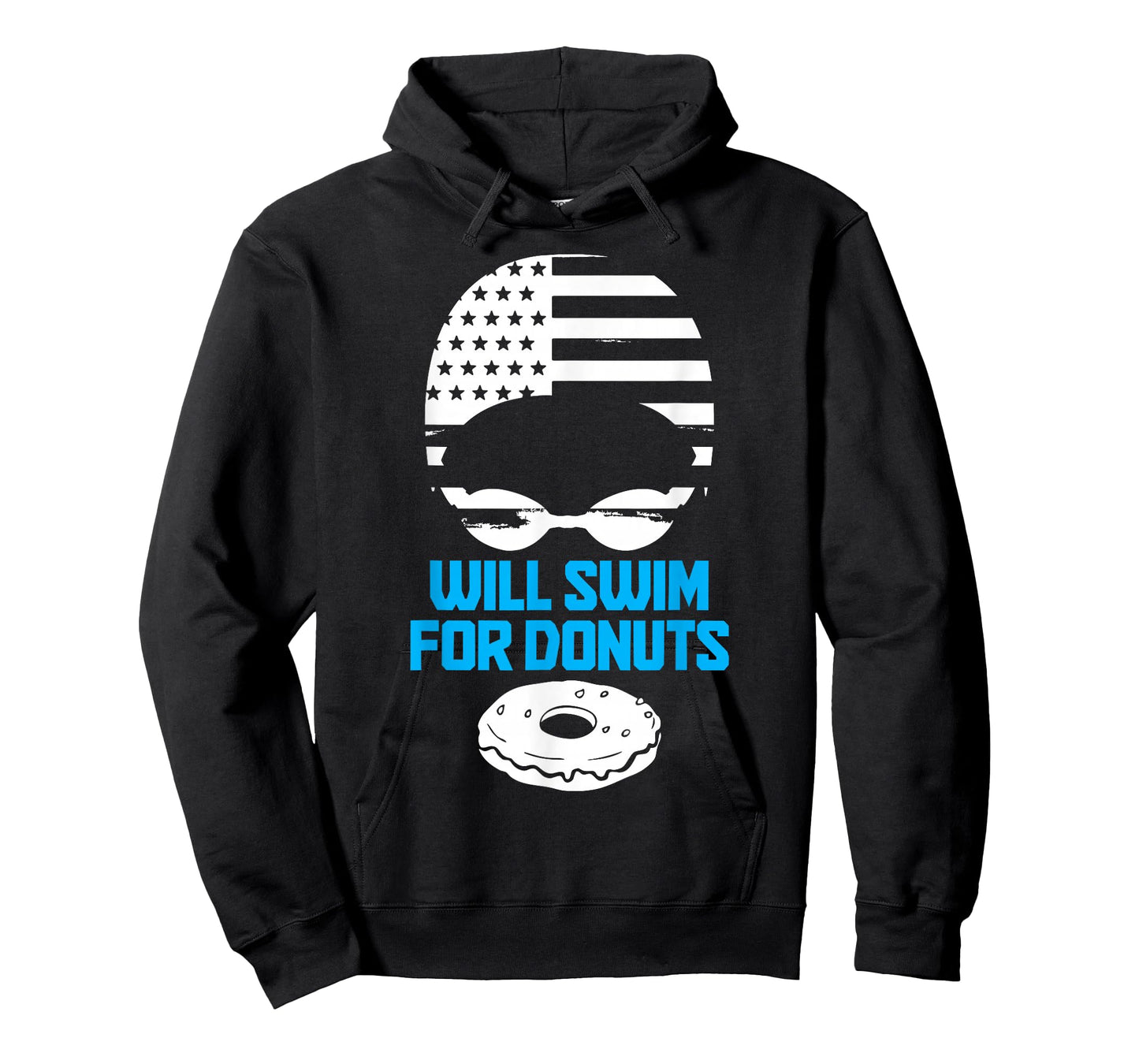 Swimming Will Swim For Donuts Funny Patriotic Swimmer T-Shirt