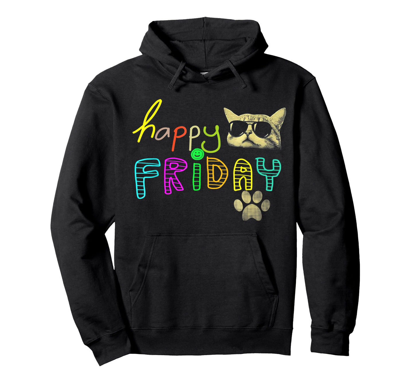Funny cat lovers Happy Friday Cute Rainbow Graphic T-Shirt for Men Women Kids