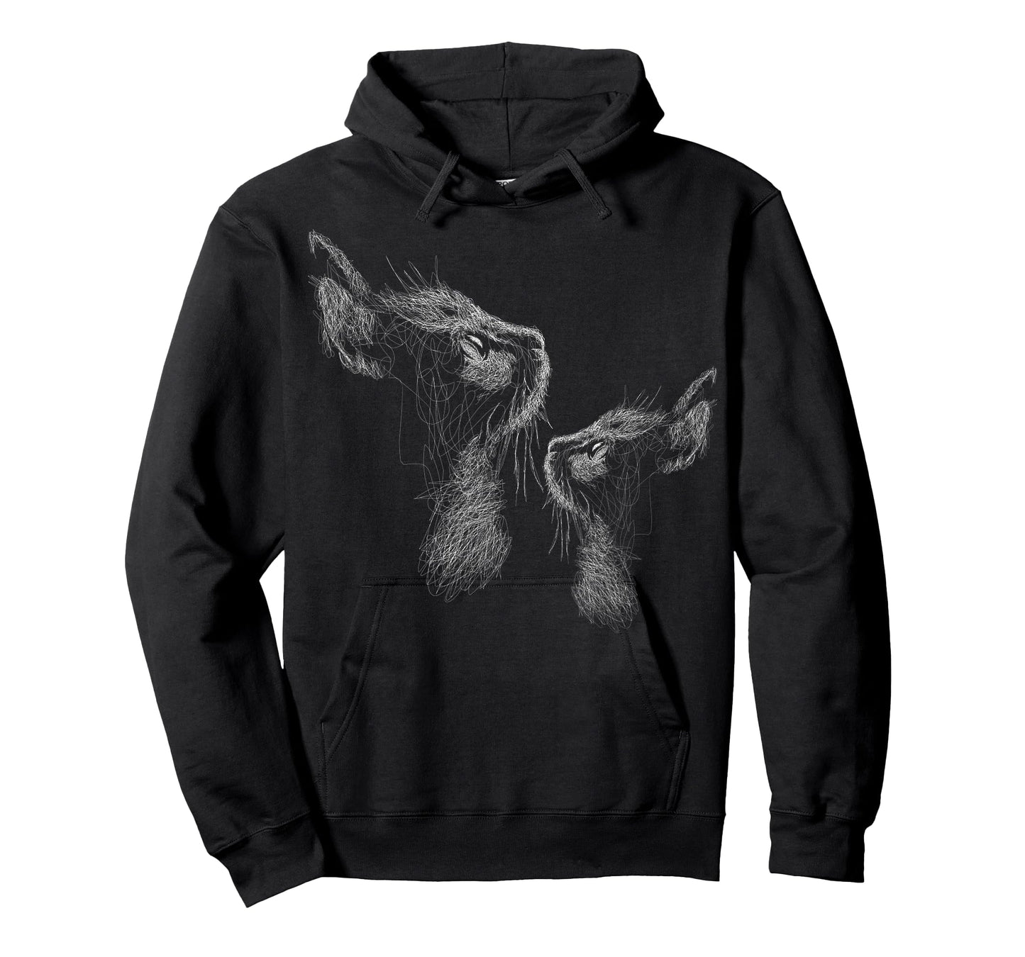 cute two cat scribble art sketch for lover cats kitty kitten T-Shirt for Men Women Kids