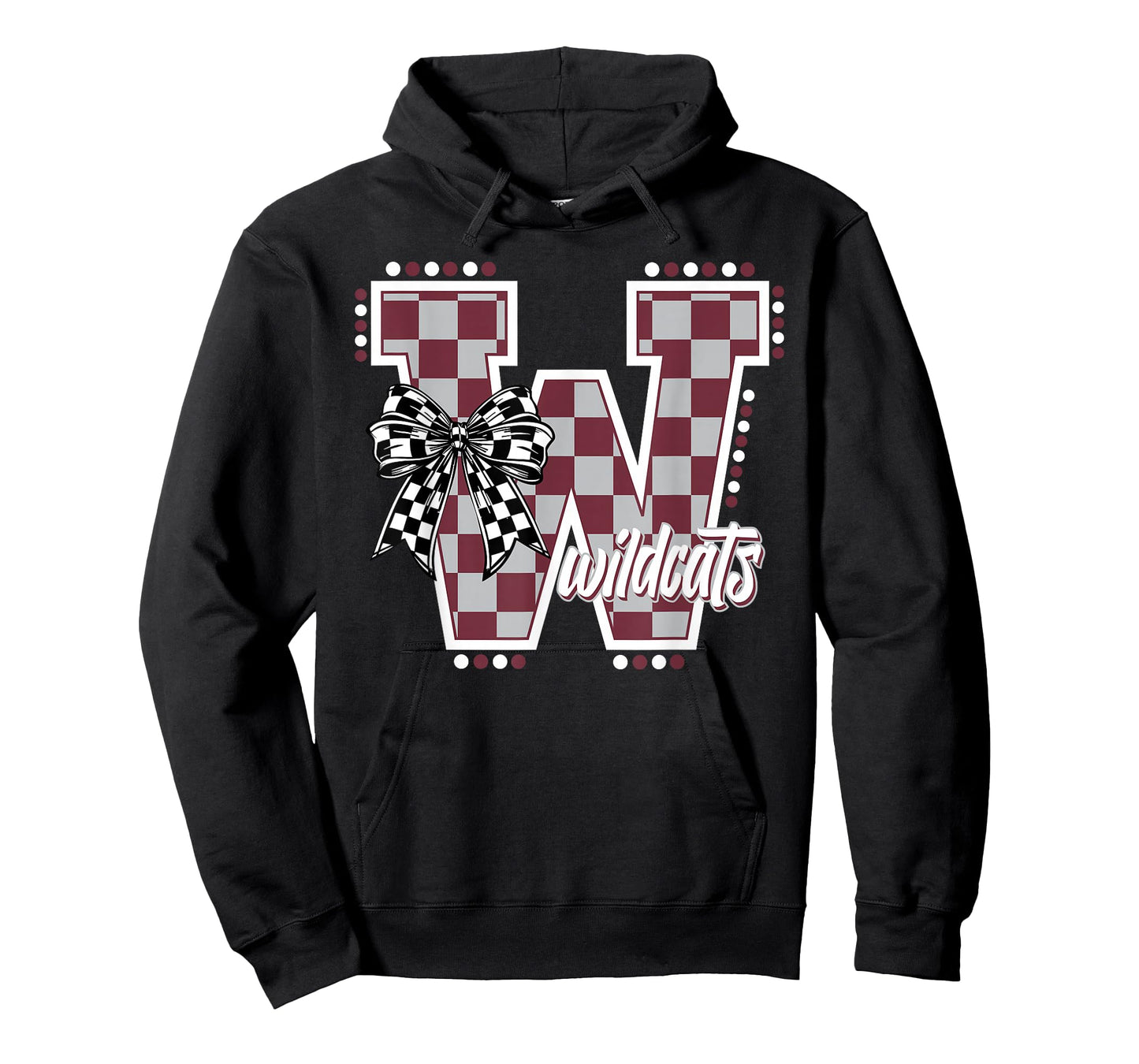 Wildcats Checkered Maroon Wildcat Pride School Spirit Mascot T-Shirt