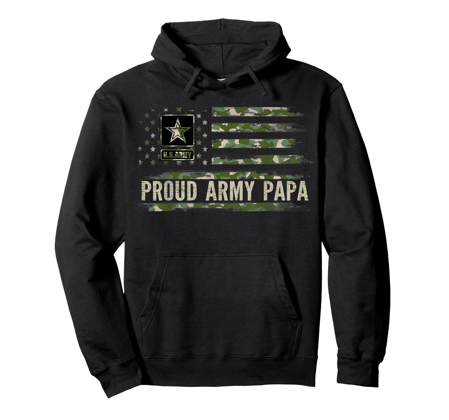 Vintage Proud Army Papa Camo American Flag Veteran Gift T-Shirt