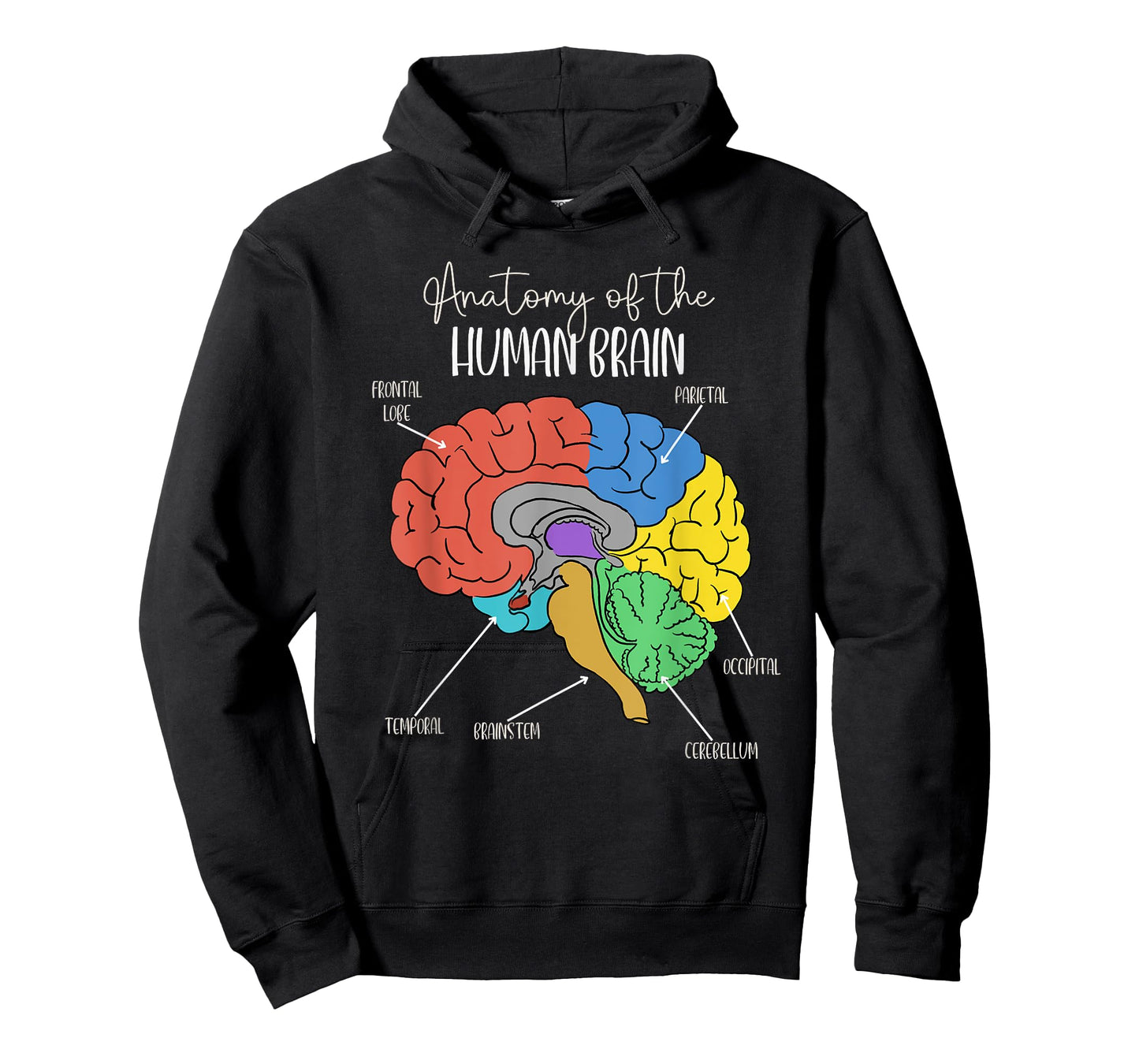 Anatomy of the Human Brain Diagram Neurology Colorful Brain T-Shirt