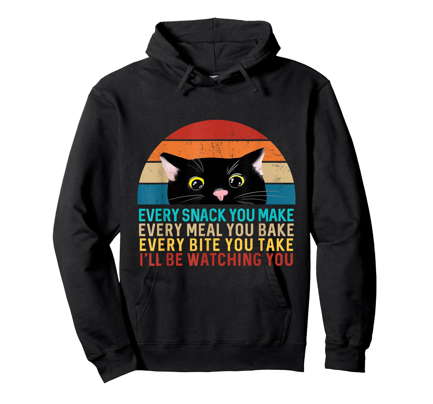 Black Cat Themed Every Snack You Make Retro Peeking Cat T-Shirt