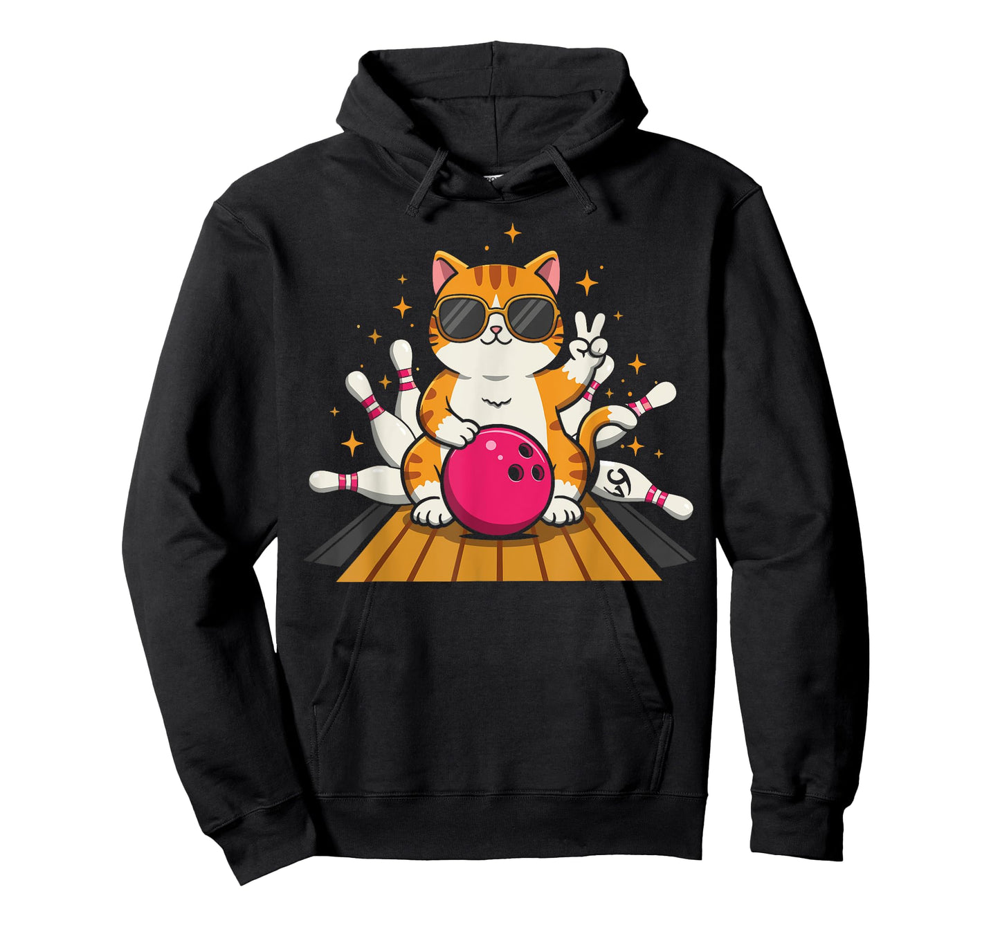 Bowling Cat with Sunglasses and Pink Ball – Fun Design T-Shirt
