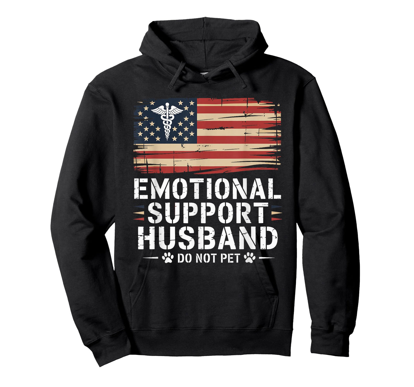 Funny Emotional Support Husband Do Not Pet American Flag T-Shirt