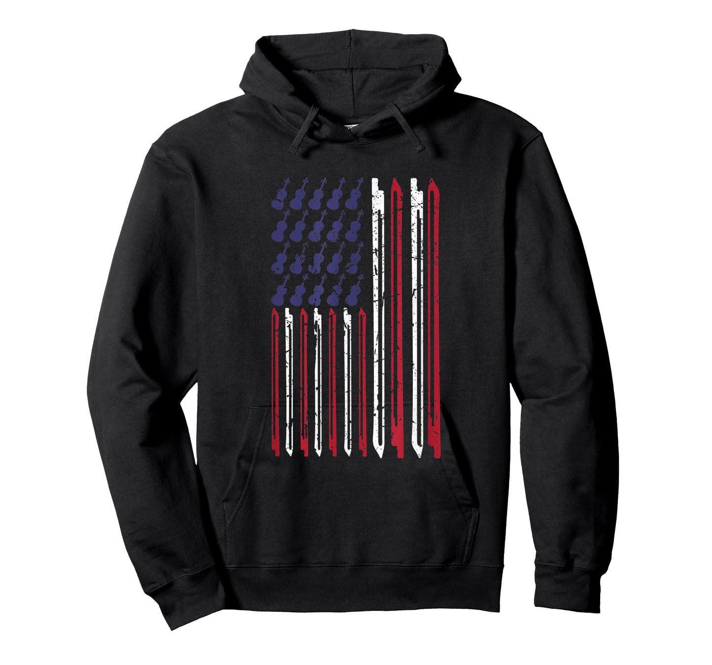 Violin Bow Music Musical Violinist USA American Flag T-Shirt for Women Kids Men