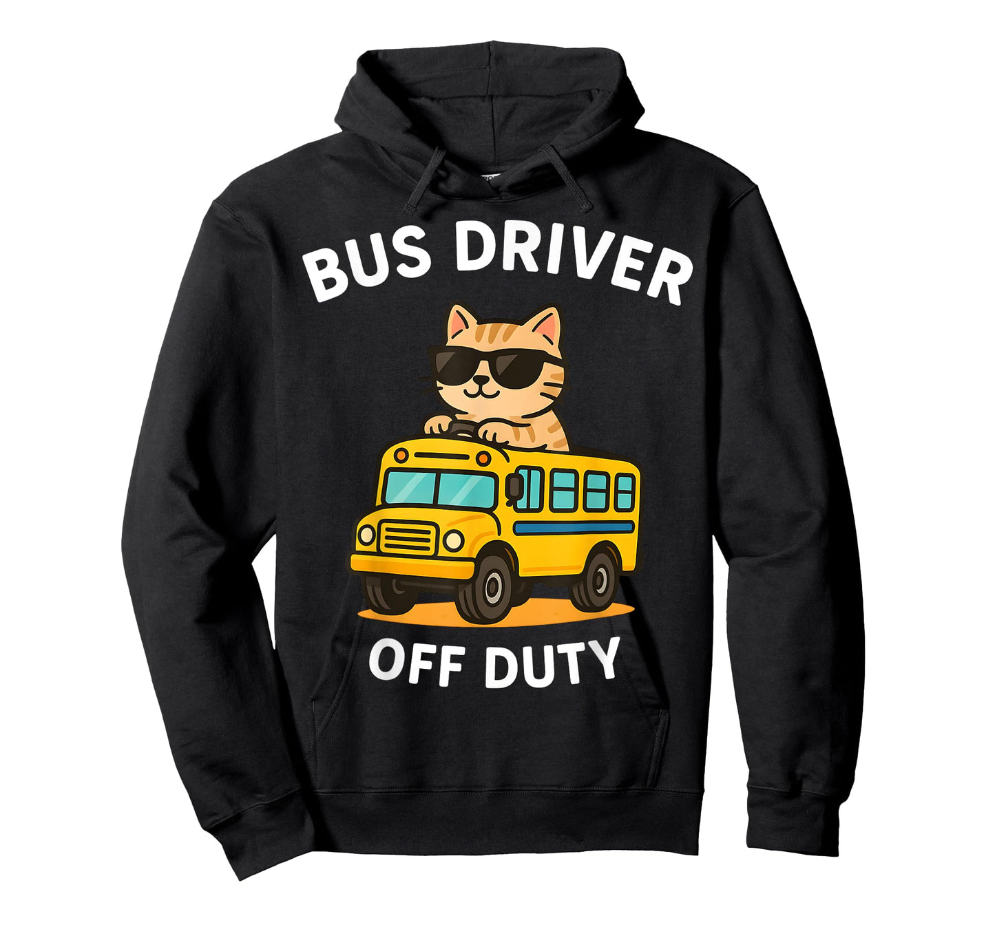 Bus Driver Off Duty Cute Cat Driving Bus Last Day Of School Men Women T-Shirt
