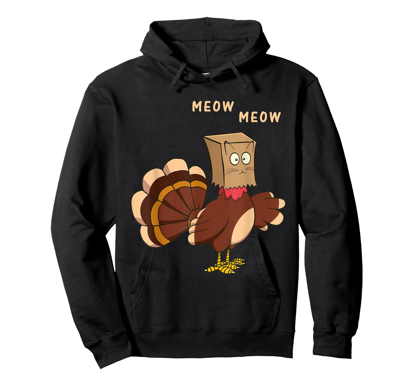 Thanksgiving Cat Funny Fake Cat Meow Thanksgiving Turkey Men Women Girls Kids T-Shirt