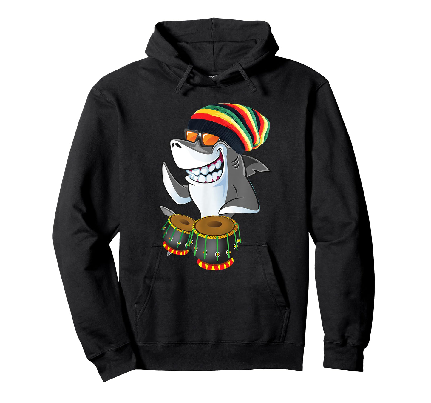 Rasta Reggae Shark on Drums T Shirt T-Shirt
